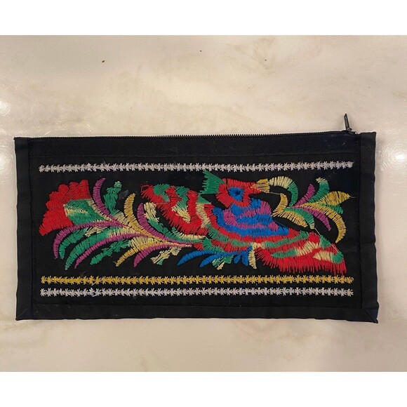 Clutch Wallet Makeup Bag use  it for so many things! Beautiful Bird Embroidered - Picture 7 of 7